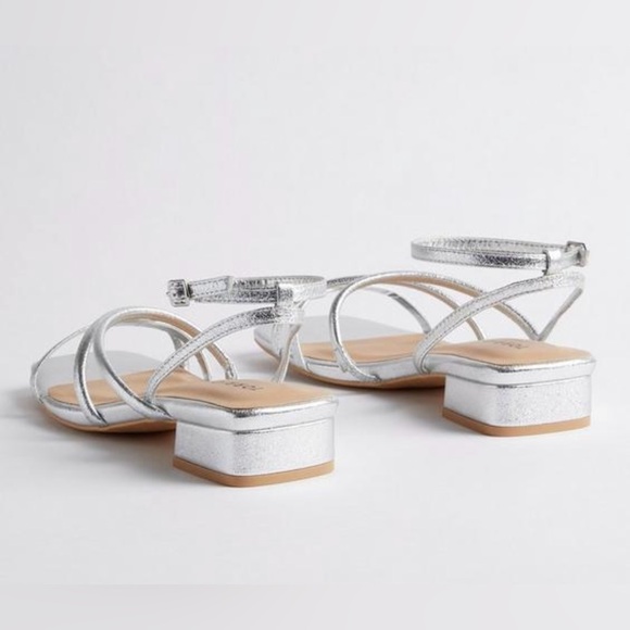 Strappy Silver Wide Width Torrid Micro Kitten Heel Sandal - Picture 3 of 6